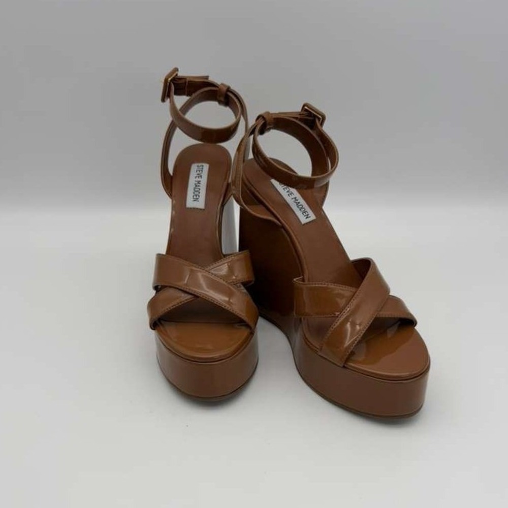 Steve Madden Pinnacle Sandals – Camel Patent – Size 7.5 – Brand New - Picture 8 of 13